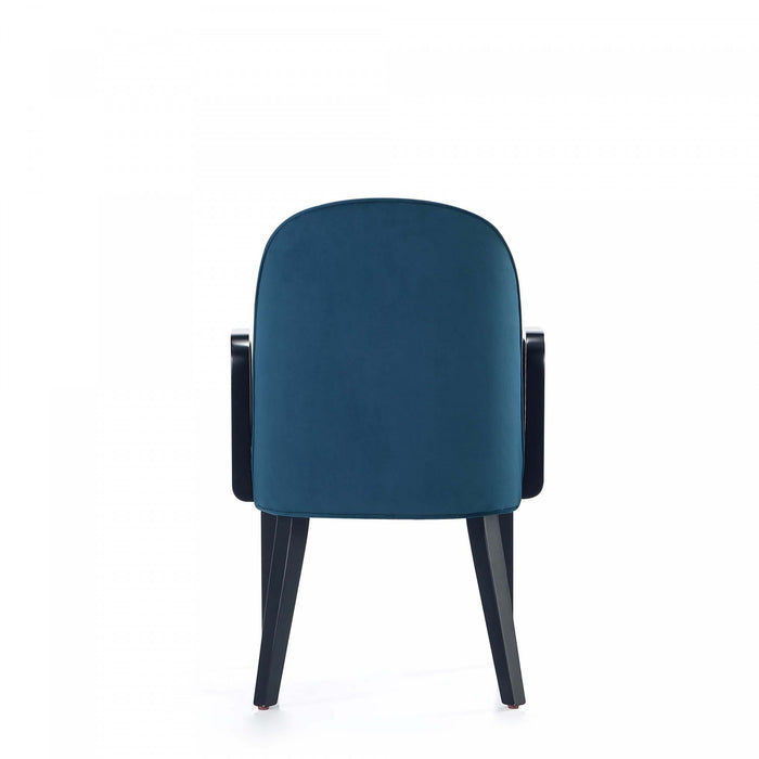 Hillman Modern Wood Upholstered Armchair in Blue Dining Chair