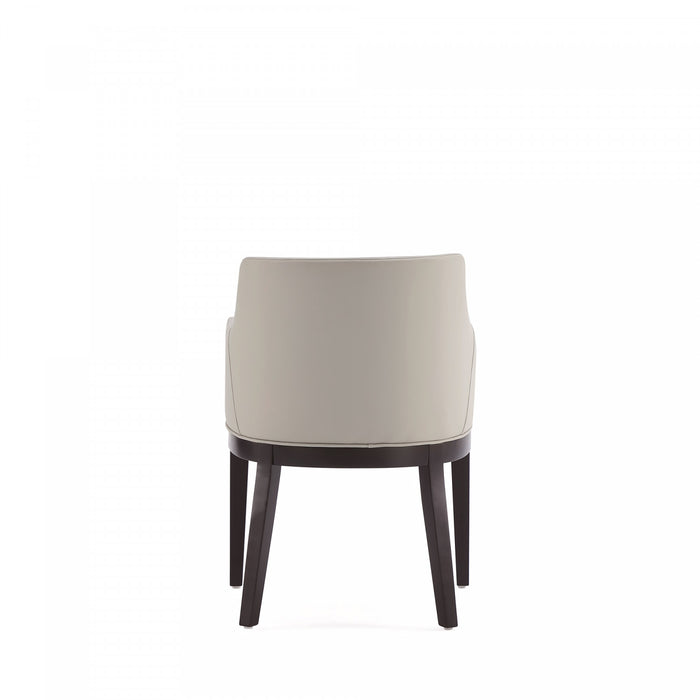 Gansevoort Modern Wood Vegan Leather Armchair in Stone Gray - Set of 2 Dining Chair