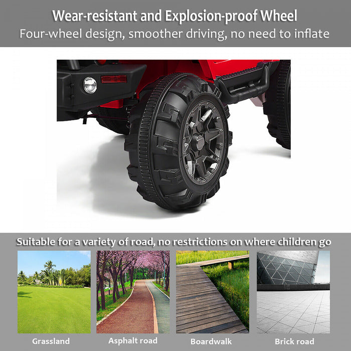 Costway 12v Kids Ride On Truck Car W/ Remote Control Mp3 Music Led Lights Red