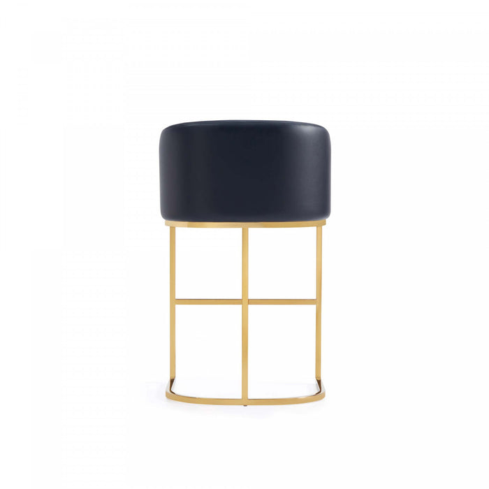 Louvre Mid-Century Modern Metal Upholstered Counter Stool in Black - Set of 2 Bar Stool