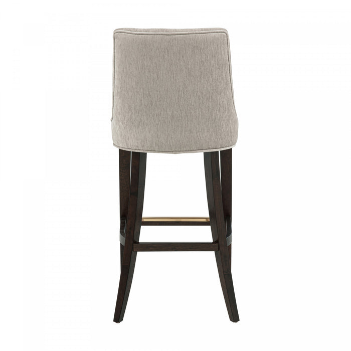Beever Modern Chenille Wood Upholstered Barstool in Taupe - Set of 3 Bar Stool