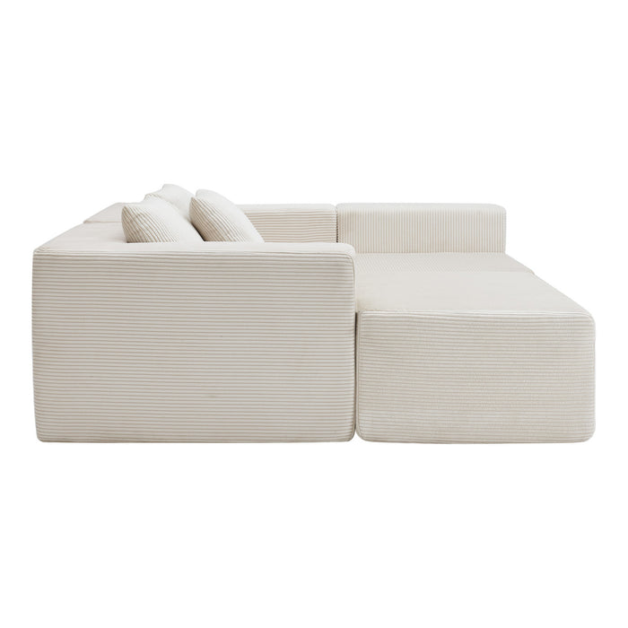 Paula Free Combination Compressed Sectional Sofas With Corduroy Fabric, pillow Back - Beige
