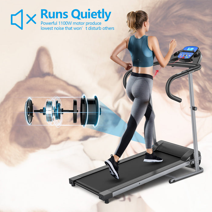 Costway 1100w Folding Electric Treadmill Support Motorized Power Running Machine
