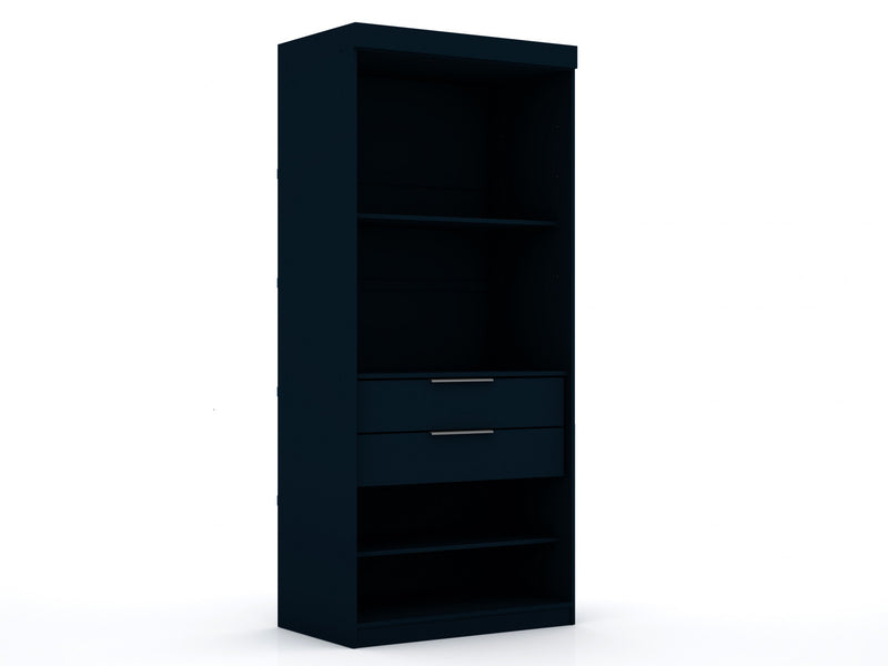 Mulberry Contemporary Modern 36\" Wardrobe Closet in Midnight Blue - Set of 3