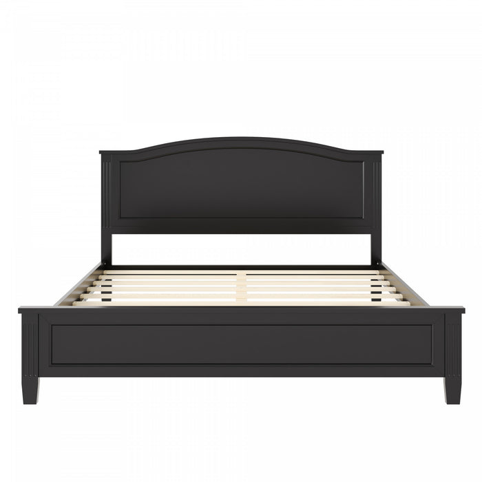 Benson Queen Size Solid Wood Platform Bed with Stylish Headboard, Black