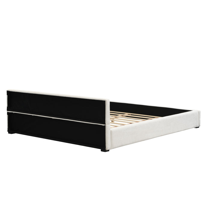 Charlotte Elegant Wide-edge Upholstered Bed,King Size, Beige King Bed