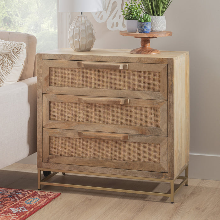 Janie 3-Drawer Rattan Accent Cabinet - Natural