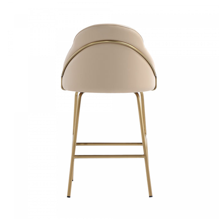 Gracie Modern Metal Upholstered Counter Stool in Tan and Gold - Set of 3