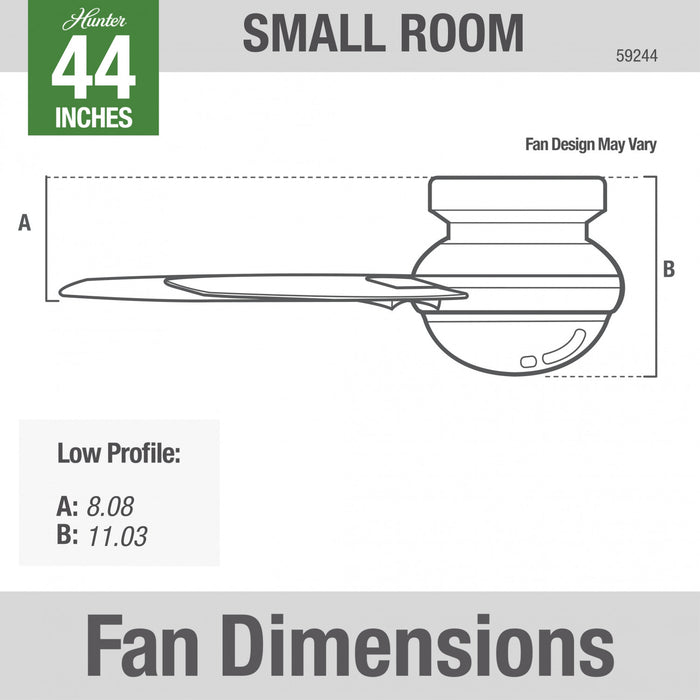 Dempsey Low Profile Ceiling Fan with Light Fixture - White