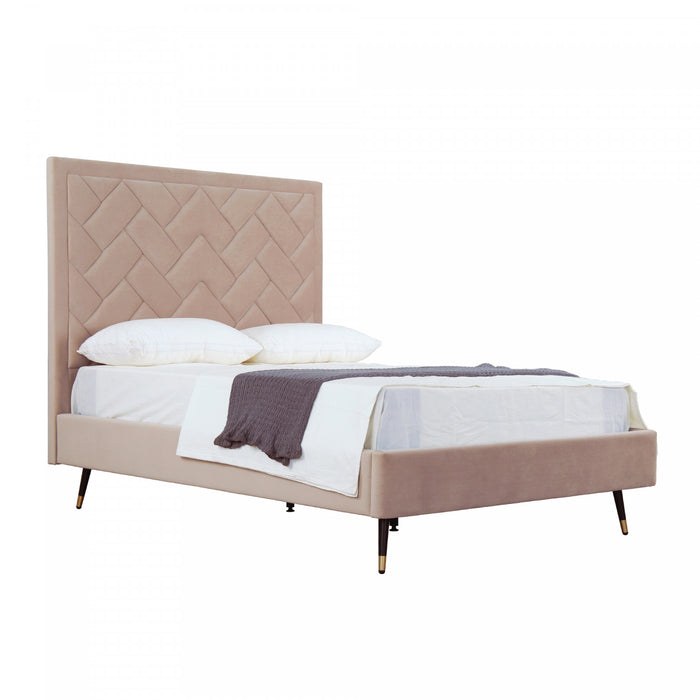 Crosby Modern Upholstered Velvet Full Bed in Nude
