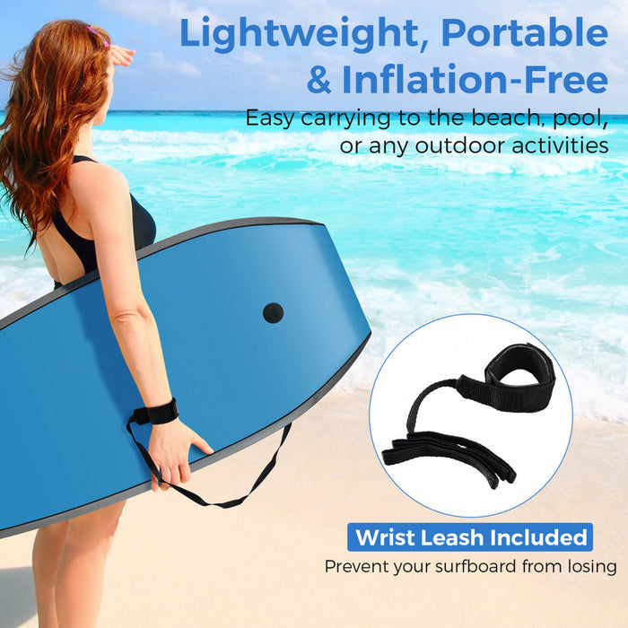 Costway 37\" Lightweight Body Board With Eps Core Xpe Deck Hdpe Bottom Crescent Tail Blue