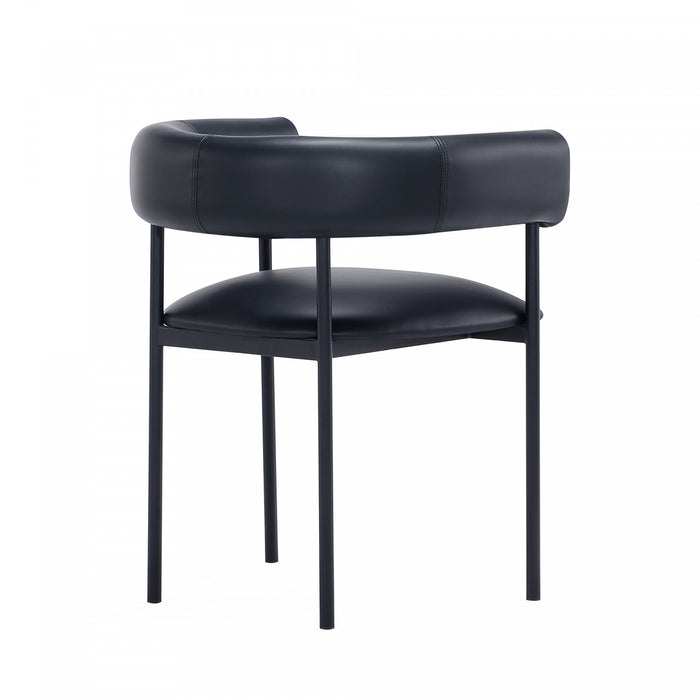 Onda Contemporary Vegan Leather Metal Dining Chair in Black