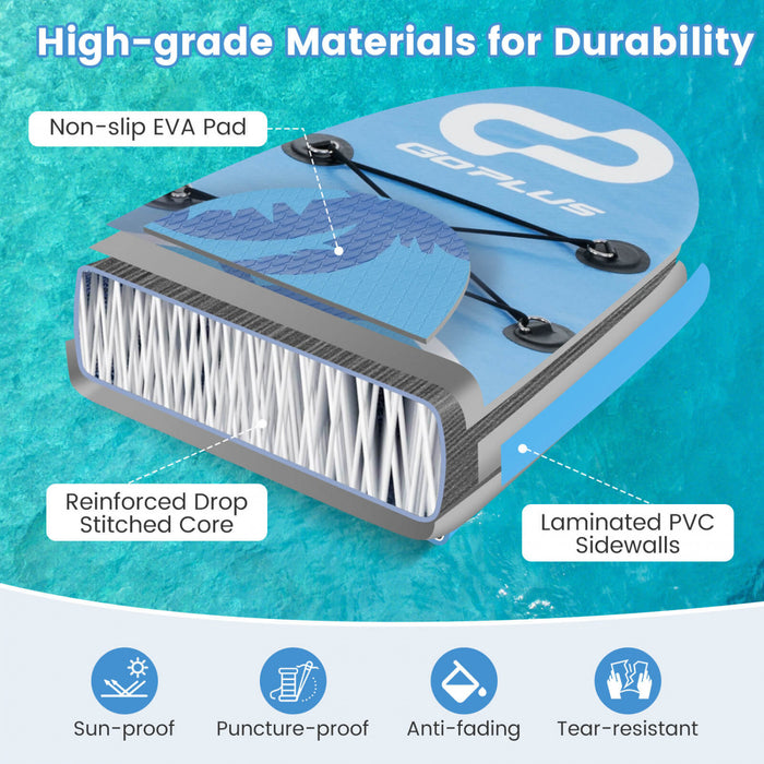 Goplus Large Inflatable Sup Board, Portable Paddle Board With 5d Rings Stand Up Paddle Board For Youth & Adult Blue