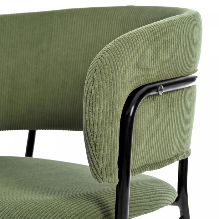 Ethan Set of 2 Modern Corduroy Upholstery Side Chair with Angled Legs and Adjustable Feet,Green Dining Chair