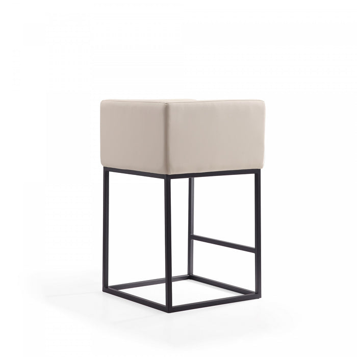 Embassy Mid-Century Modern Metal Upholstered Counter Stool in Cream