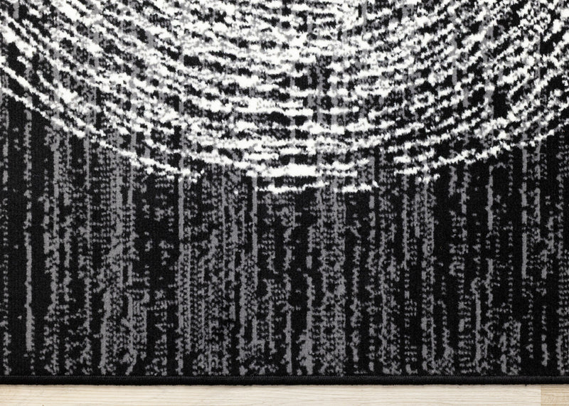 Florence Black Grey White Tree Ring Design Rug, 5'3\" x 7'4\" Indoor Area Rug