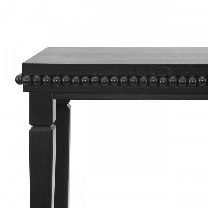 Martha 47.25\" Rustic Wood Sofa Table with Decorative Beaded Trim - Black