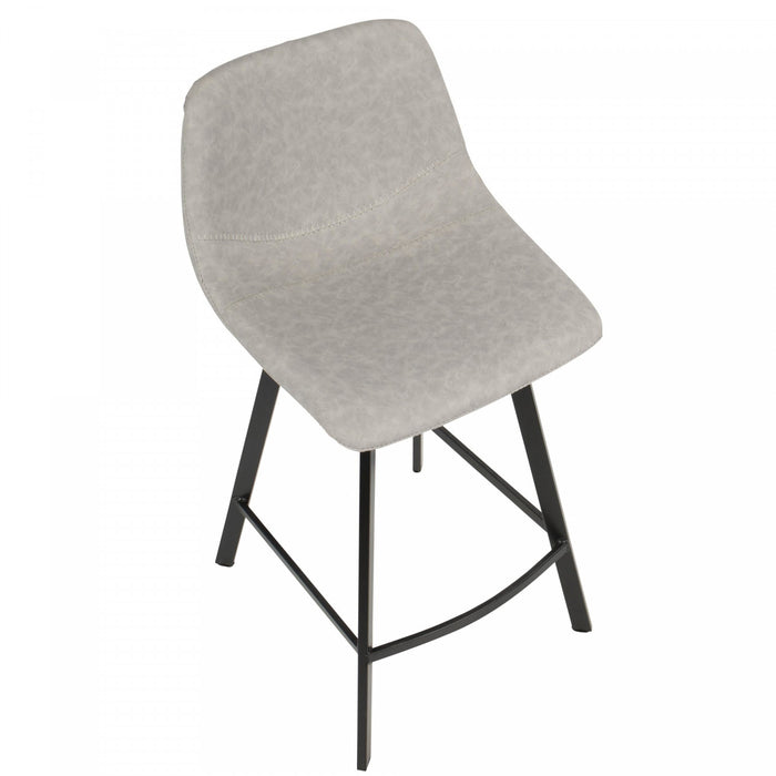 LumiSource Outlaw Grey Faux Leather Industrial Counter-Height Stool - Set of 2