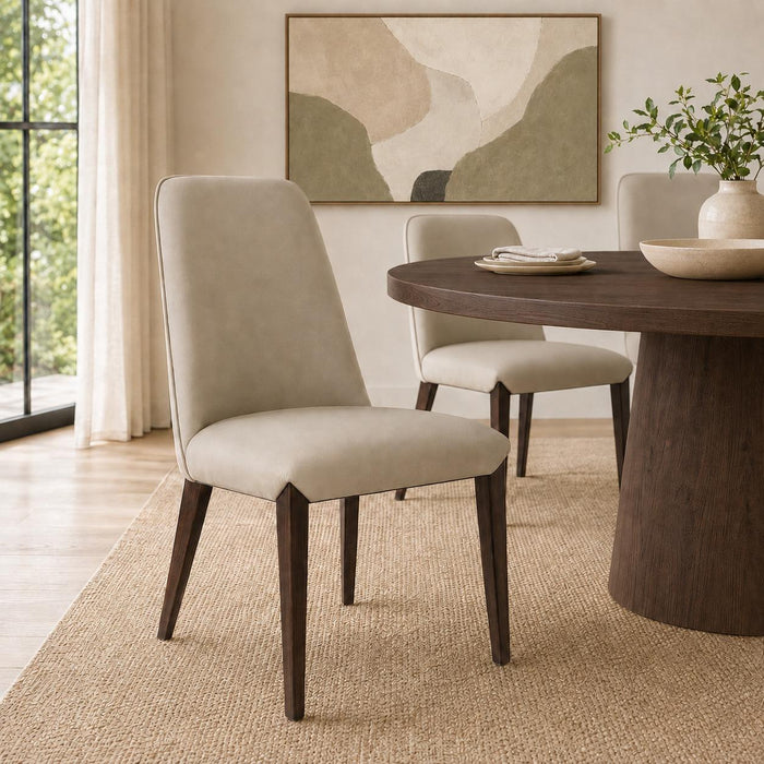 Belmont Contemporary Wood Upholstered Side Chair in Taupe - Set of 2