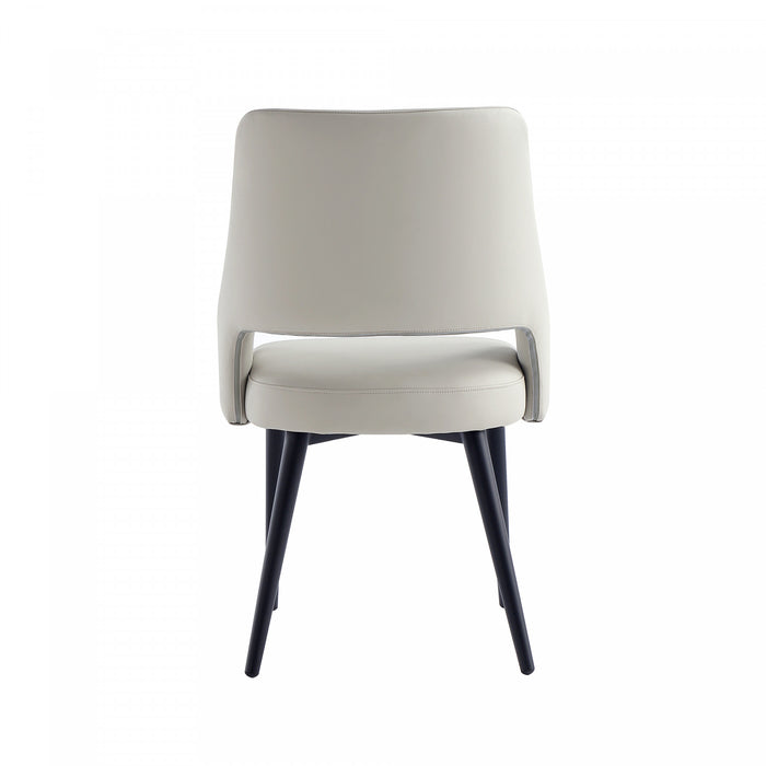 Tremont Modern Metal Vegan Leather Dining Chair in Stone Gray