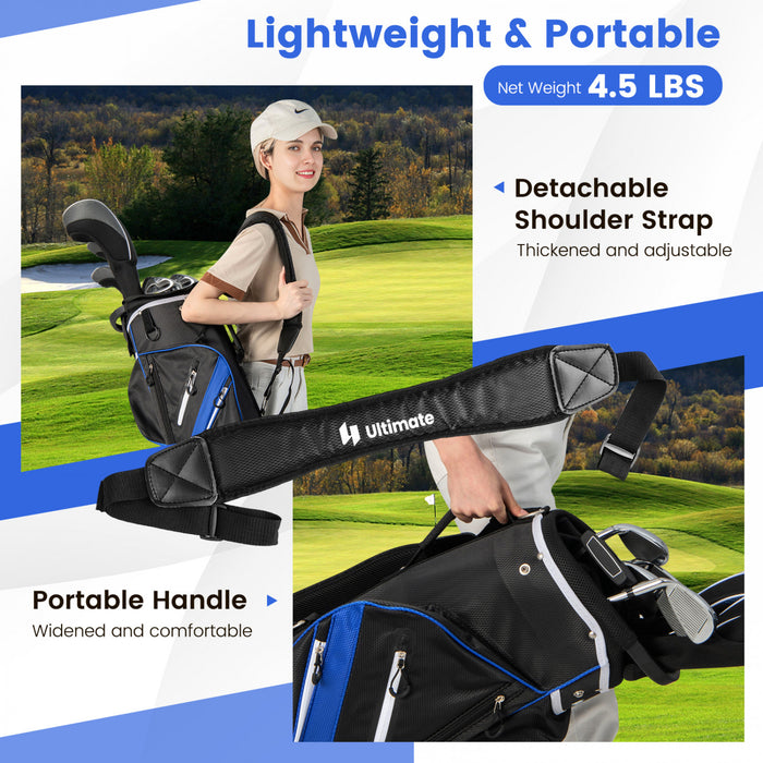 Costway Lightweight Golf Cart Bag With 14 Way Top Dividers 9 Pockets Rain Hood Cooler Bag