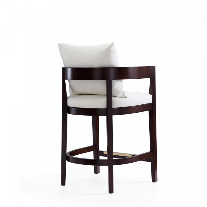 Ritz Mid-Century Modern Wood Upholstered Counter Stool in Ivory - Set of 2