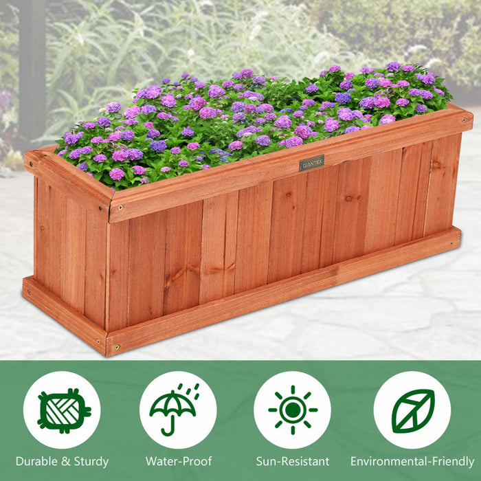 Costway 28 Inch Wooden Flower Planter Box Garden Yard Decorative Window Box Rectangular