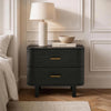 Solara Contemporary 30" Solid Wood Nightstand in Black (2-Drawer) | Table de nuit contemporaine Solara 30" en bois massif noir (2 tiroirs)