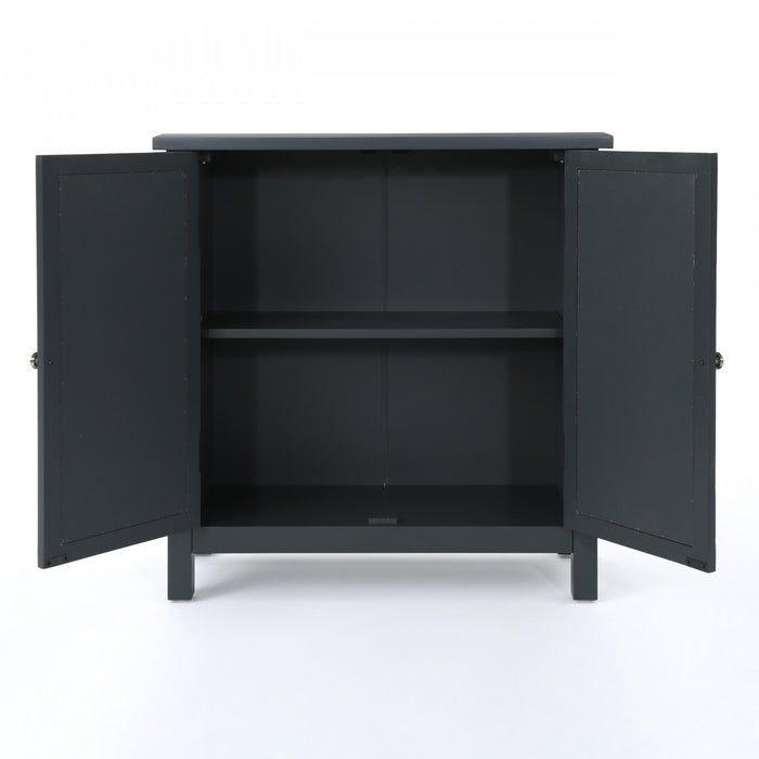 Joyce Solid Firwood Double Door Cabinet With Mirrored Finish,charcoal Grey Accent Cabinet
