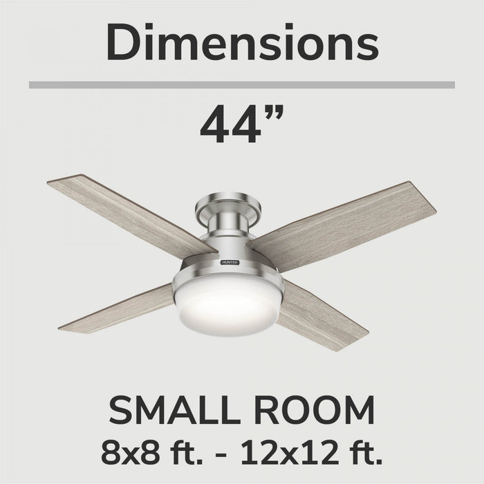 Dempsey Low Profile Ceiling Fan with Light Fixture - Grey