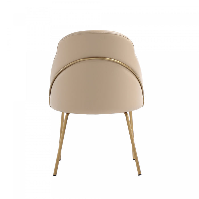 Gracie Modern Vegan Leather Metal Dining Chair in Tan and Gold - Set of 2