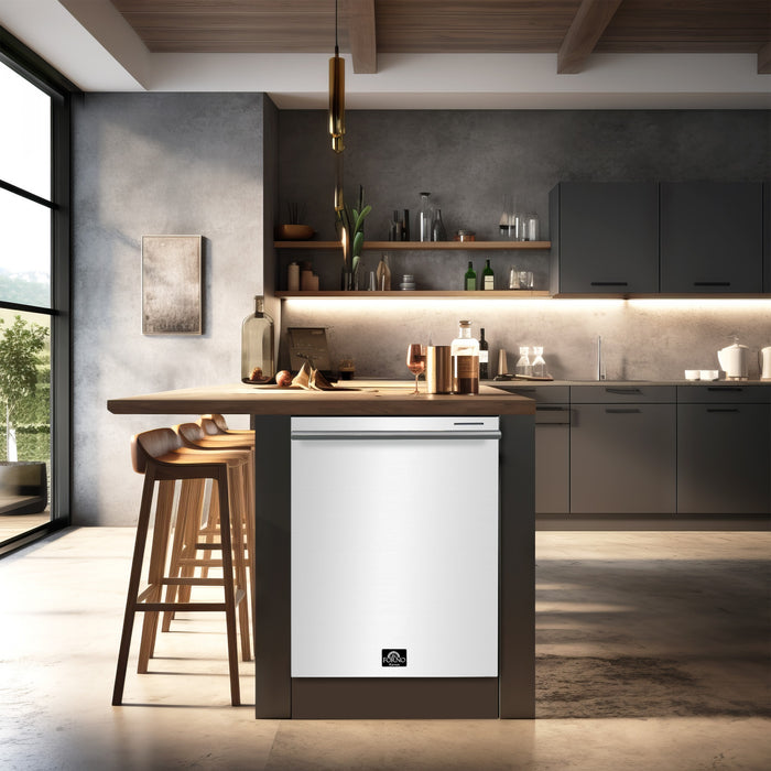 Forno Pozzo 24 in. Built-In Tall Tub Top Control White Dishwasher, 49 dBA - FDWBI8067-24WHT