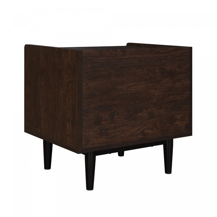Duane Mid-Century Modern 20\" Fluted Nightstand in Black (1-Drawer) - Set of 2