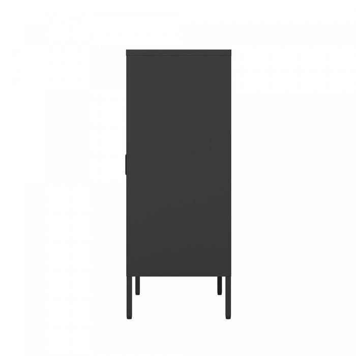 Naomi Modern 2-Piece Metal Storage Cabinets in Black