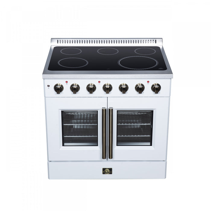 Galiano 36 Inch French Door Electric Range, 5 radiant burners, 5.36 cu.ft., White - FFSEL6917-36WHT