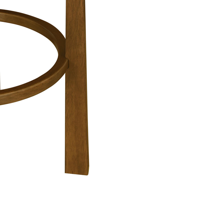 Vera Rubber Wood Bar Stool Set of 2 Indoor Seating with Round Ivory Cushion,Dark Walnut