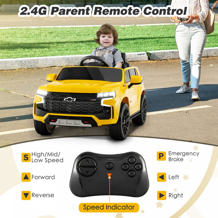 12v Kids Ride On Car Chevrolet Tahoe Electric Truck Suv Remote W/ Light & Music Yellow