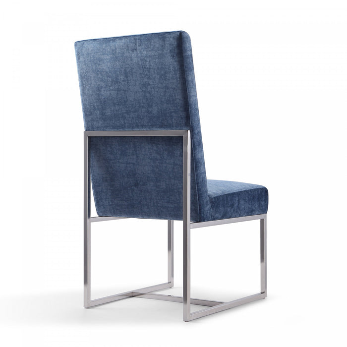 Element Modern Velvet Metal Dining Chair in Blue - Set of 2