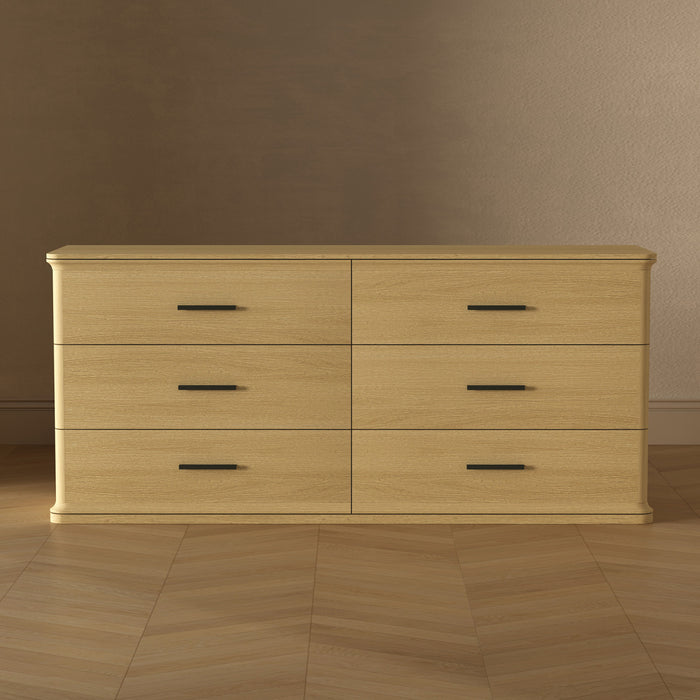 Clifford Traditional Dresser in Natural Oak (6-Drawer)