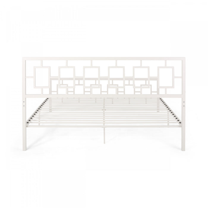 Henry Metal Bed Frame With Vintage Headboard,king Size,white King Bed