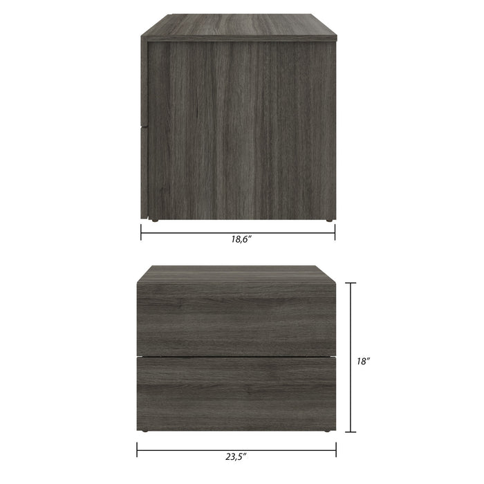 Nordika James Nightstand with 2-Drawers - Grey Oak