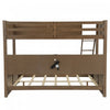 Liam Solid Wood Twin XL Over Queen Bunk Bed with Storage & USB Ports, Brown | Lit superpose Liam en bois massif Twin XL sur Queen avec rangement et ports USB, brun