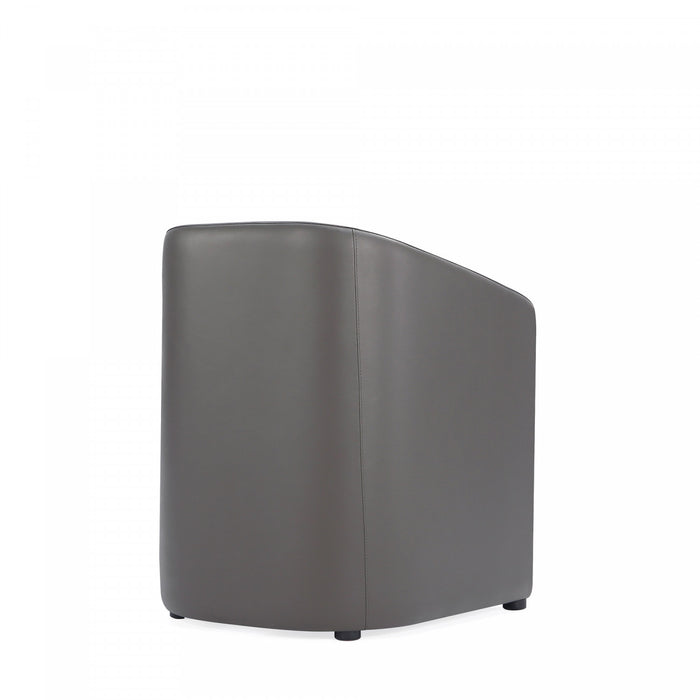 Anna Round Modern Vegan Leather Armchair in Graphite - Set of 2