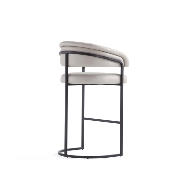 Augusta Modern Metal Upholstered Barstool in Light Gray - Set of 3