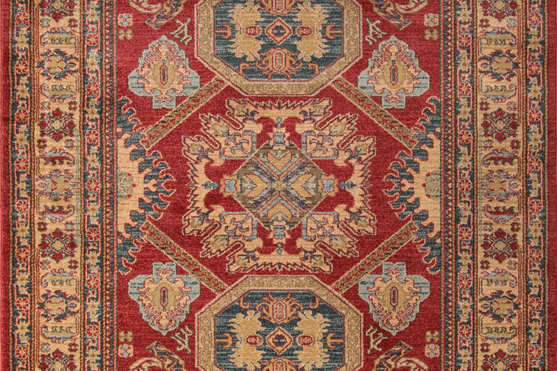 Aisha Traditional 9'3\" x 12'6\" Area Rug in Red Indoor Area Rug