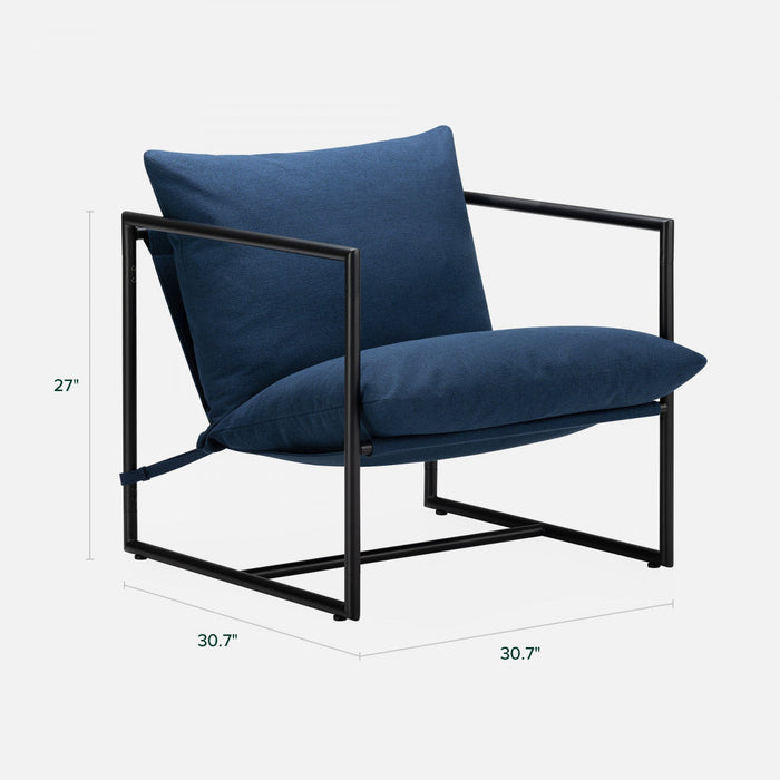 Aidan Metal Frame Sling Accent Chair with Cushions - Navy