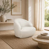Lukas Contemporary Modern Upholstered Swivel Accent Chair in Cream | Fauteuil d’appoint pivotant moderne contemporain Lukas, rembourre, couleur creme