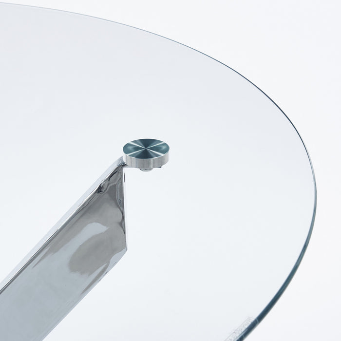Alex Round Multi-Functional Dining Table with Glass Top,Chrome