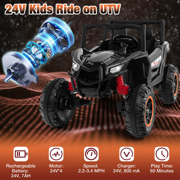 Costway 24v Kids Ride On Utv With 4 X 100w Powerful Engine Remote Control High/low Speed Black