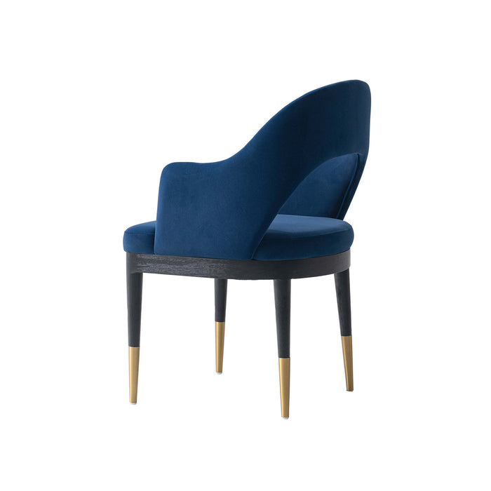Carrington Modern Glam Upholstered Velvet Armchair in Midnight Blue